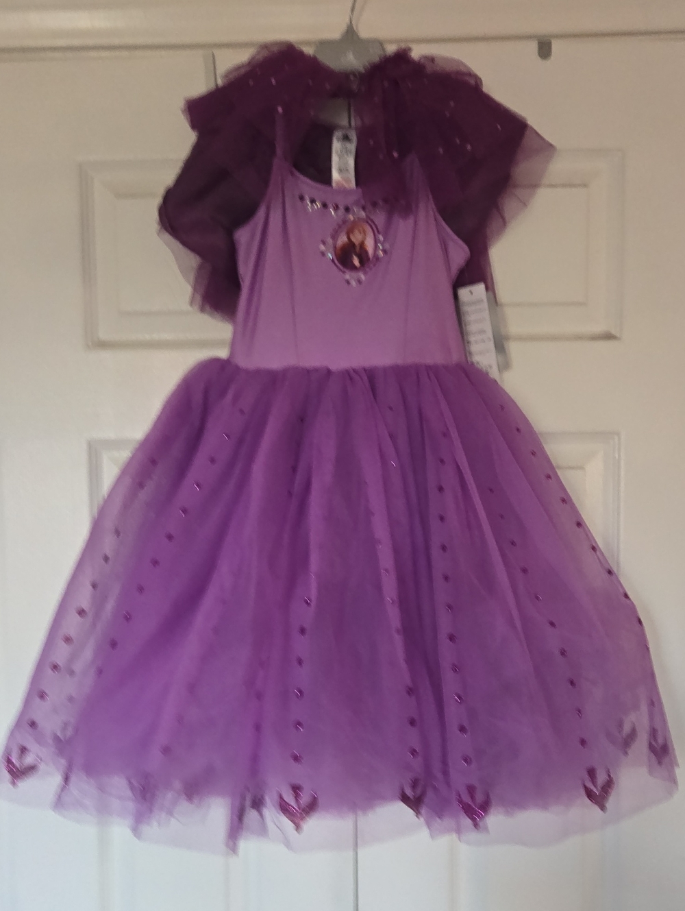 Disney FROZEN Purple Tulle Princess ANNA Costume Dress with Cape